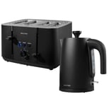 Salter Kuro Kettle and Toaster Set 1.7L  Fast Boil 4-Slice Anti-Jamming Black