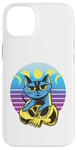 Coque pour iPhone 14 Plus Chat bleu crâne jaune croissant de lune pleine lune céleste