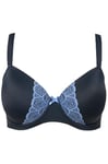 Ulla Popken Femme Grandes Tailles Soutien-Gorge à Armatures, agrémenté de Dentelle - Bonnet Souples B-E Bleu Nuit 105E 824203139-105E