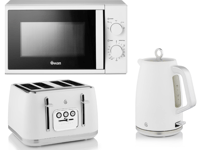 Swan Serenity White Kettle, 4 Slice Toaster  & 700W 20L Microwave Matching Set