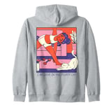 Fluffy Cat Yoga Stretch Cozy Home Yoga Cute Retro Comic Zip Hoodie