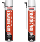 Soudal B1 Fire & Acoustic PU Expanding Foam Gap Filler Hand Held 750ml X 2