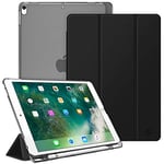 FINTIE Coque pour iPad Air 3 2019 / iPad Pro 10.5 2017 Étui Transparent avec Porte-Stylo Housse de Protection avec Fonction Sommeil/Réveil Automatique, Noir