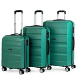 ITACA - Set of 3 Rigid Travel suitcases 4 Wheels Trolley 55/67/77 cm abs. Resistant and Lightweight. Luggage. Small Cabin Approved, Medium and Large., Acquamarine