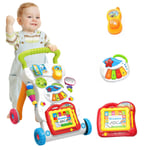 2 in1 Baby First Steps Walker  Activity Bouncer Musical Toys Car Along Toddler