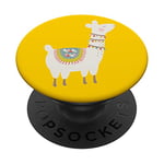 PopSockets Lama Téléphone Mignon Alpaga Dessin Animé Lamas Jaune Cadeau PopSockets PopGrip - Support et Grip pour Smartphone/Tablette avec un Top Interchangeable