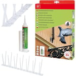 SWISSINNO Pics Anti-Pigeons 300 cm - répulsif pour oiseaux - 9x pics de 33 cm avec silicone - protection longue durée avec montage immédiat - Garantie 5 ans