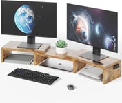 Support Moniteur Double, Rehausseur Écran Pc De Bureau, Organisateur De Bureau En Bois, Longueur Et Angle Réglables Pour Moniteur Portable Et Moniteur Pc, Bois Sale[ADP2200005]