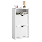 SoBuy Meuble à Chaussures Armoire d'entrée Commode 2 abattants, Coffre avec Un Espace de Rangement, FSR87-K-W