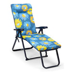 Solenny Bain de Soleil Fauteuil de Jardin avec Repose-Pieds 6 Positions Rembourrage 5 cm 132x62x114 cm