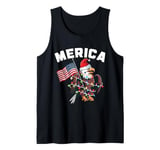 Merica Christmas Shirt Patriotic Veteran Santa Bald Eagle Tank Top