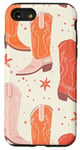 Coque pour iPhone SE (2020) / 7 / 8 Modèle de bottes de cowboy pêche et orange cowgirl esthétique