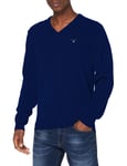 GANT Men's Superfine Lambswool V-Neck Pullover Sweater, College Blue, X-Small