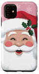 iPhone 11 Vintage Pink Christmas Cute Funny Santa Claus Holiday Xmas Case