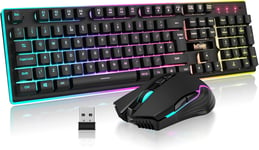 RedThunder K10 Wireless Gaming Keyboard and Mouse Combo, LED Backlit 3800mAh UK