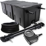 SunSun Kit complet: CBF-350C Filtre de bassin jusqu'à 90000 l Biologique, NEO10000 SuperECO pompe de filtration 10000l/h 80W, CUV-672 lampe uv uvc