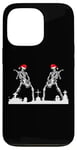 iPhone 13 Pro Skeletons Playing Rock Guitar in Graveyard Wearing Xmas Hats Case