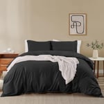 Soifox King Size Duvet Cover Set - Black Bedding Set KingSize Bed with Zipper Closure, Soft Microfiber Quilt Cover with 2 Pillowcases