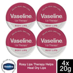 Vaseline Lip Therapy Petroleum Jelly, Rosy Lips, 4 Pack, 20gm