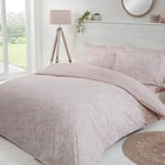 Sleepdown Paisley Paste Floral Blush Pink White Plain Reverse Soft Easy Care Luxury Duvet Cover Quilt Bedding Set with Pillowcases-Super King (220cm x 260cm), Polycotton