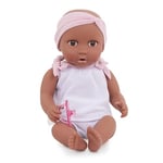 LullaBaby 14-inch Realistic Warm Skin Tone & Brown Eyes – Soft Body & Removable Pacifier Accessory – Toys for Kids Ages 2 & Up – Baby Doll – 2-pc Outfit & Pink Headband, LBY7227Z, Multi