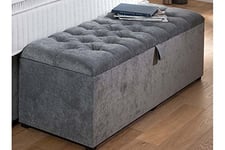 SLEEP ZONE new chesterfield large ottoman,storage box,toy box and footstool in chenille fabric with matching buttons (raspbery)