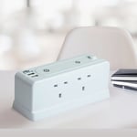 Status 4 Way Block Extension Socket with 2 USB Ports