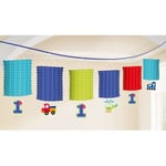 First 1st Happy Birthday Party Boy Blue Lantern Garland Vehicle Truck Decoration