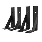 SPOROOT Équerres Étagère de Fixation Murale,4 Packs Equerre Metal Noir 100 x 150mm Support Etagere Murale,Équerre Étagère Fer Forgé