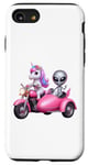 Coque pour iPhone SE (2020) / 7 / 8 Licorne et extraterrestre OVNI équitation une moto garçons filles femmes