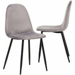 Made In Meubles - Chaise scandinave en velours gris Copenhague (lot de 2)