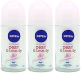 Nivea Anti-Perspirant Pearl & Beauty Roll-on 50ml | Deodorant | Long-Lasting X 3