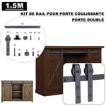 LEYSHOP Quincaillerie 1.5M Kit de Rail Bandeau pour Porte Coulissante d'Armoire Ensemble Industriel pour Porte Double Suspendue