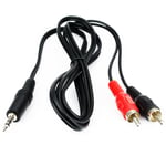 1.2m Screened 3.5mm Stereo Mini Jack to 2x Phono RCA Plugs Audio Cable Lead