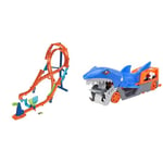 Hot Wheels Let's Race Netflix -Track Set With 1 Hot Wheels Car, Tall Figure-8 Track & Shark Chomp Transporter Playset with One 1:64 Scale Car for Kids 4 to 8 Years Old