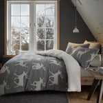 Catherine Lansfield Bedding Stag Sherpa Jacquard King Duvet Cover Set with Pill