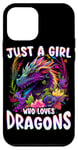 Coque pour iPhone 12 mini Juste une fille qui aime la fantaisie vibrante des dragons