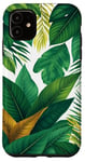 iPhone 11 Tropical Green Leafs Jungle Botanical Graphic Case