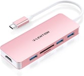 Hub Usb C Avec Hdmi 4K,3 Ports Usb 3.0,Lecteur De Cartes Sd/Tf,Adaptateur Usb C Compatible Nouveau Macbook Pro/Mac Air 2023-2018,Iphone 15 Plus Pro Max,Ipad,Etc(C18 Or Rose)