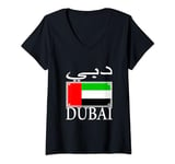 Womens Dubai United Arab Emirates Flag UAE Souvenirs Dubai Lovers V-Neck T-Shirt