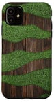 Coque pour iPhone 11 Nature Lover Green Grass Lawn Rustic Woodgrain Impression sur bois