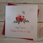 X115 Happy Christmas Daughter and Son In-Law Handmade Christmas Card, White