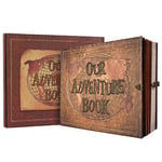 Our Adventure Book Album Photo Scrapbooking 180 Pages,Album Vintage Avec Fermeture,Couverture GaufréE En 3d,Adventure Book Albums De Voyage Pour Anniversaire,Mariage,Saint-Valentin（Marron）