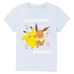 Pokemon Girls Eevee Pikachu T-shirt 4-5 år Blå/Gul/Orange Blue/Yellow/Orange 4-5 Years