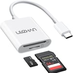 Lecteur de Carte USB C vers SD/TF, Adaptateur USB C pour Carte SD/Micro SD/SDXC/SDHC, Lecteur de Carte Mémoire à Double Fente, Compatible avec PC, MacBook, Galaxy, Tablette, Huawei et Autres