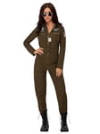 Smiffys Top Gun Maverick Ladies Aviator Costume, Sdults Green Jumpsuit & Changeable Name Badges, Official Top Gun License Outfit with Applique Badges, Official Top Gun Halloween Fancy Dress