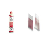 fischer 567058 FIS VL 300 T Injection Resin, Clear, 300ml & 545853 MR FIS Mixer Red Plus Static Mixer for Injection Mortar (Pack of 10)