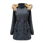 Parka Femme De Marque À Capuche Detachable Manteau Femme Mi-Longue En Jean Plus De Velours Fishtail Parka -Zs307050