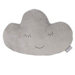 roba Coussin Décoratif pour Chambre d'Enfant en Forme de Nuage roba Style - 32 x 19 cm - Oreiller Bébé en Peluche - Visage Souriant Brodé - Gris Argenté