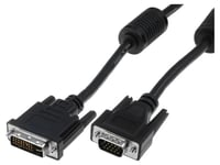 Cable dual link D-Sub 15pin HD prise DVI-I -24-5- prise male 2m - Noir